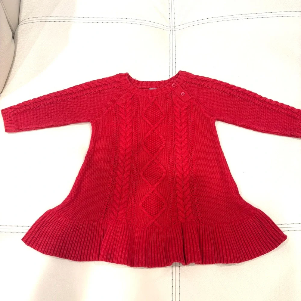 GAP Toddler Girl CableKnit Red Dress 18-24 months